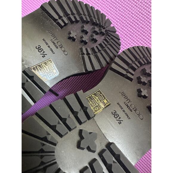 $1287 Jimmy Choo Womens Black Calfskin Ankle Combat Boots Size 36.5 - Picture 3 of 10